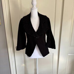 100% Cotton Casual Blazer, Black, Size Medium